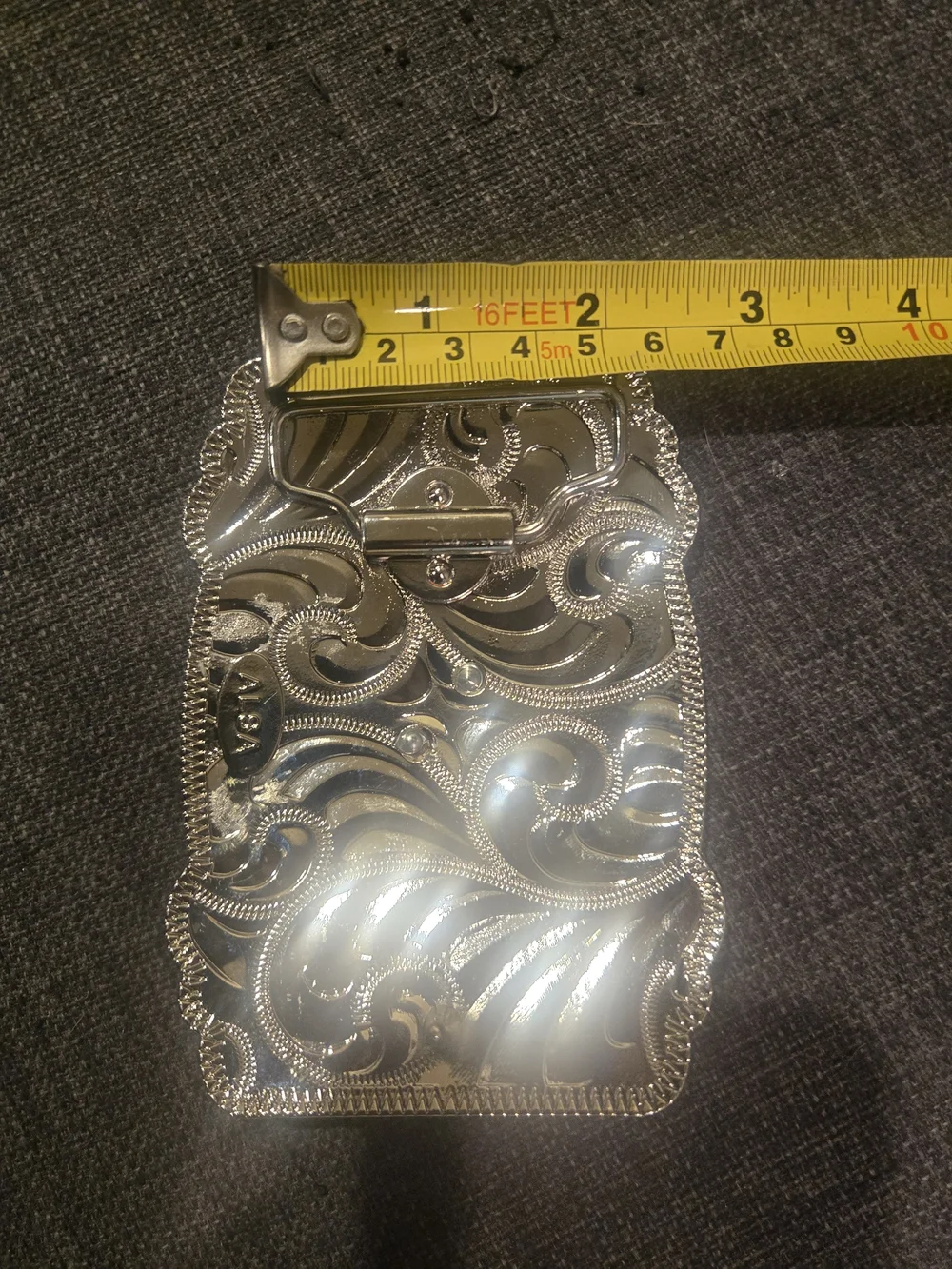 Western Belt Buckle - Longhorn with Red Stones